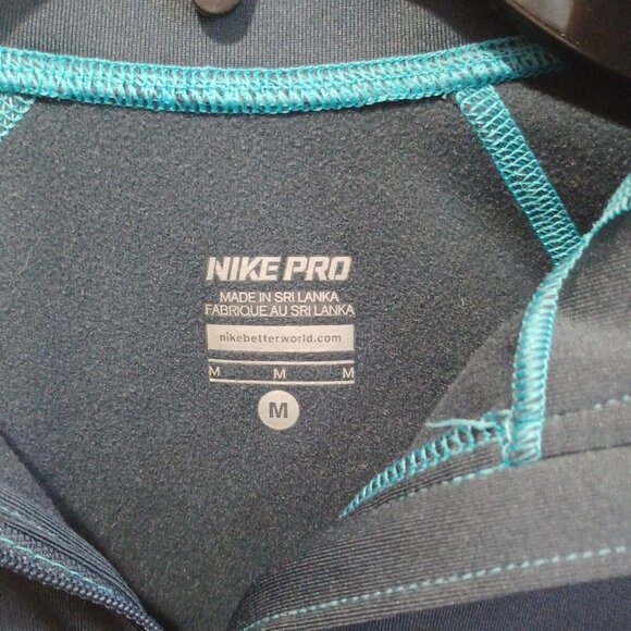 Nike Pro Women’s Medium Dri-Fit Running Top – Gray with Teal Accents - Picture 3 of 16
